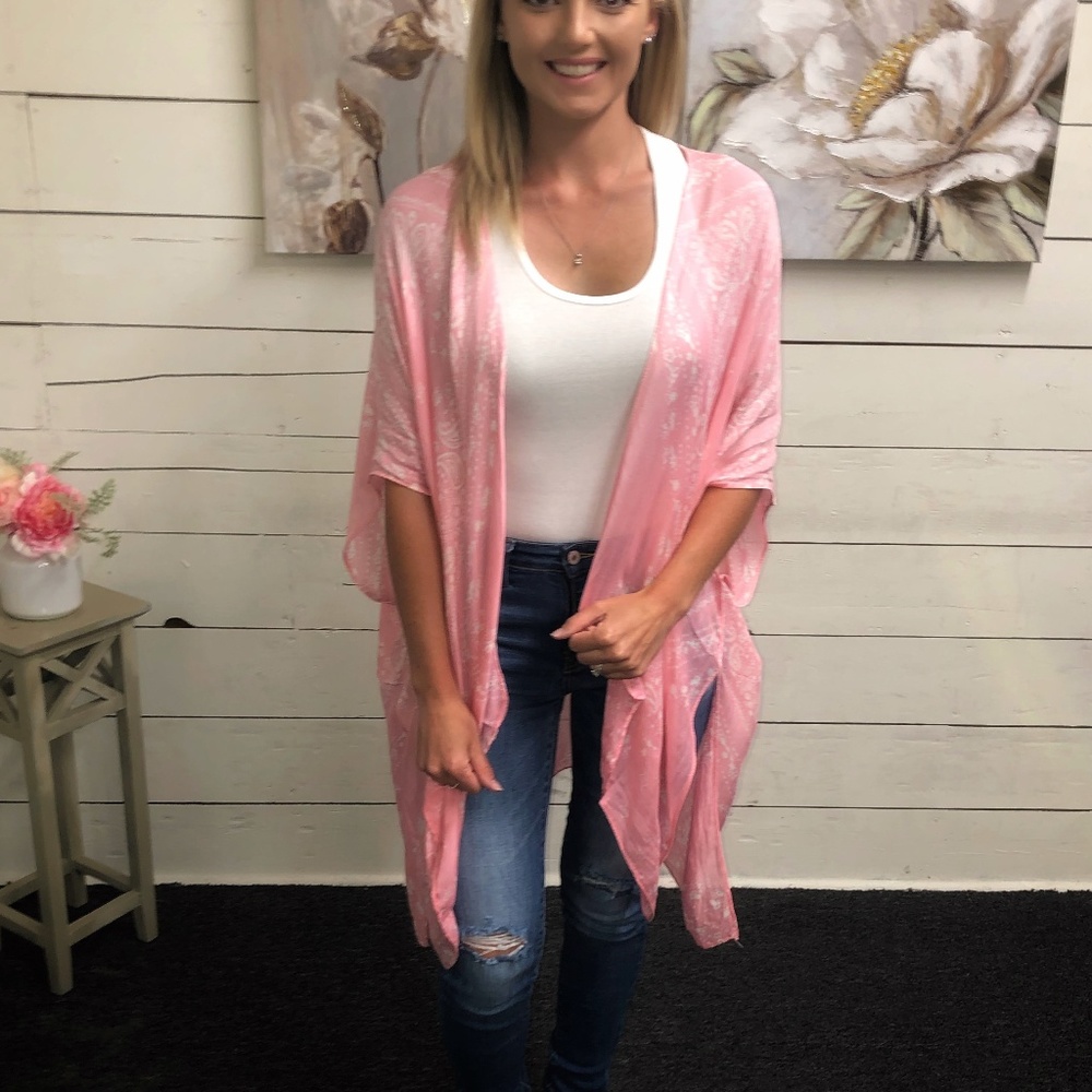 Bandana Floral Kimono - Pink